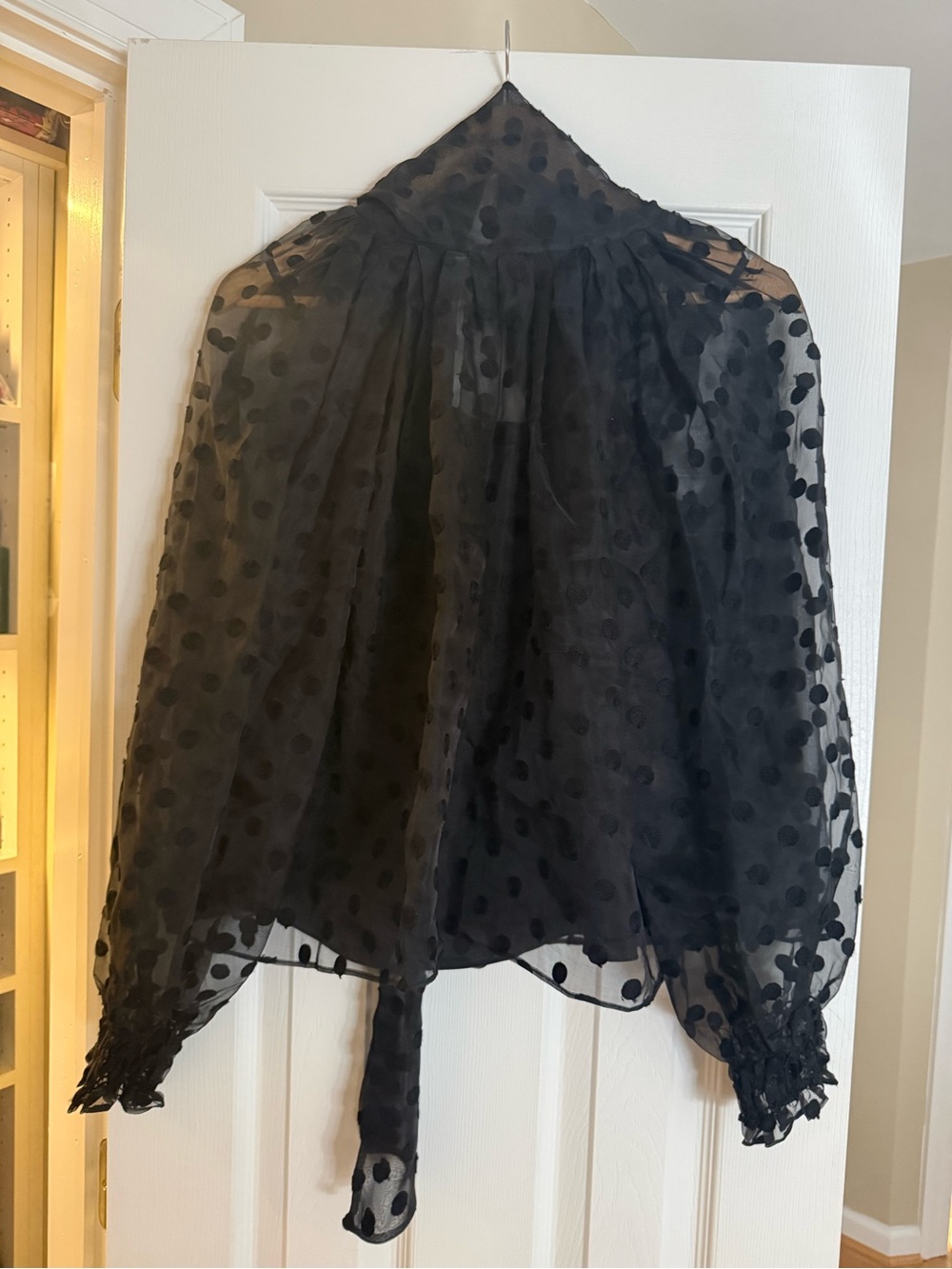 Hunter Bell Camilla Novelty Black Dot Top Blouse with Bow size xs